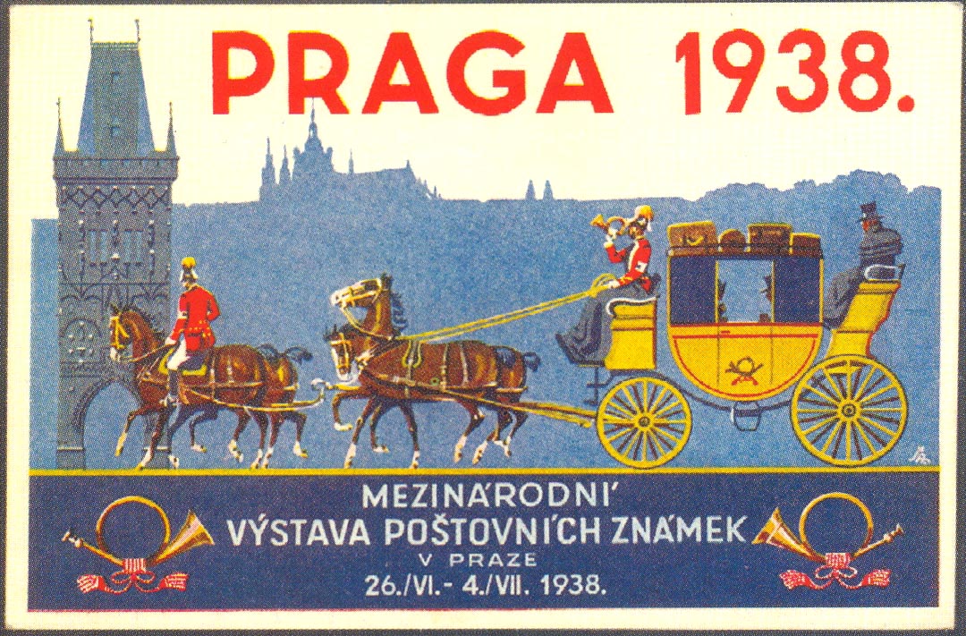 Obrázek - Pohlednice k  propagaci Mezinárodní výstavy poštovních známek PRAGA 1938 